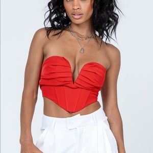 Princess Polly Strapless Pascoe Top Red
